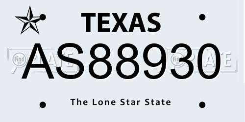 AS88930 Texas License Plate