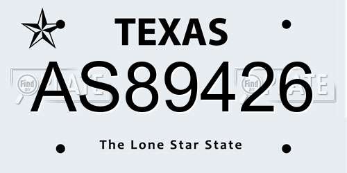 AS89426 Texas License Plate
