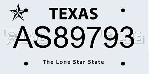 AS89793 Texas License Plate