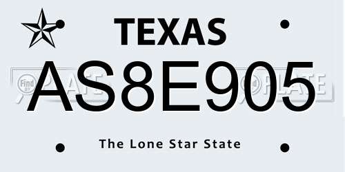 AS8E905 Texas License Plate