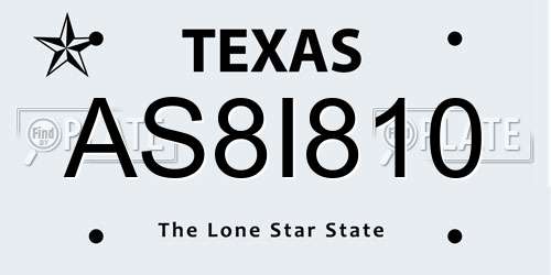 AS8I810 Texas License Plate