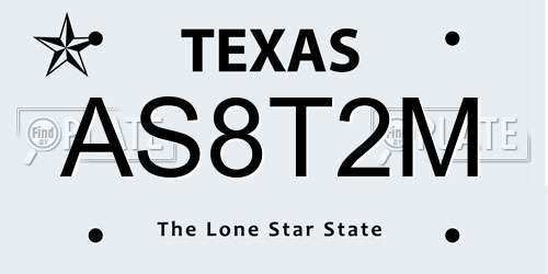 AS8T2M Texas License Plate