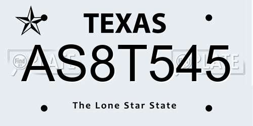 AS8T545 Texas License Plate