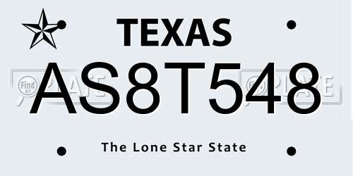 AS8T548 Texas License Plate