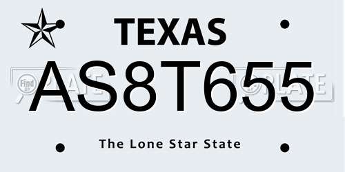 AS8T655 Texas License Plate