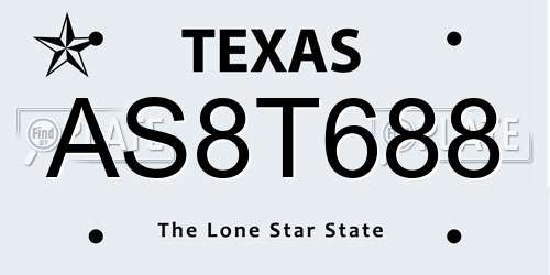 AS8T688 Texas License Plate
