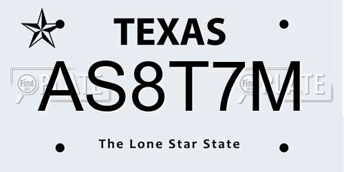 AS8T7M Texas License Plate