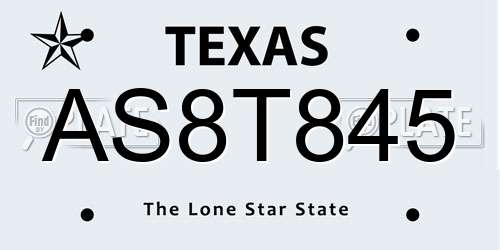 AS8T845 Texas License Plate