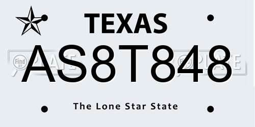 AS8T848 Texas License Plate