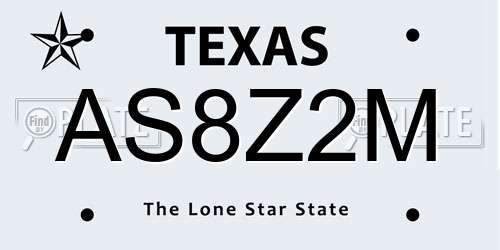 AS8Z2M Texas License Plate