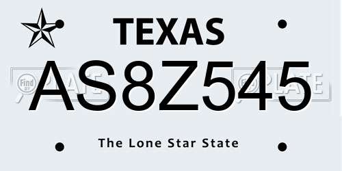 AS8Z545 Texas License Plate