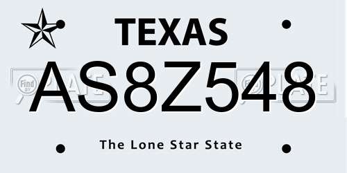 AS8Z548 Texas License Plate