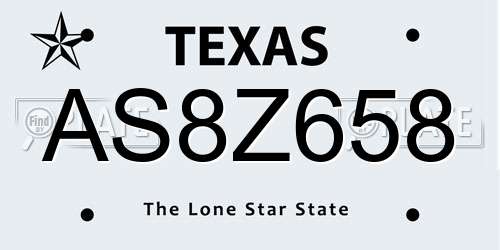 AS8Z658 Texas License Plate