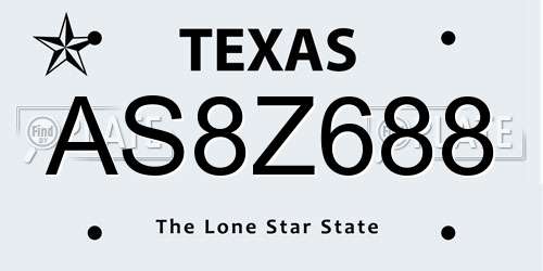 AS8Z688 Texas License Plate