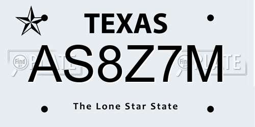 AS8Z7M Texas License Plate
