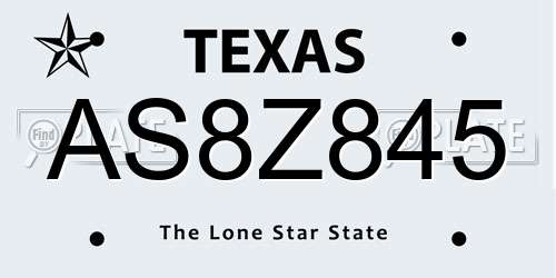 AS8Z845 Texas License Plate
