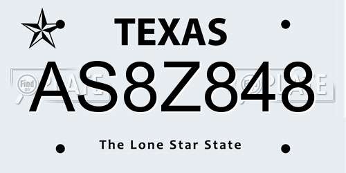 AS8Z848 Texas License Plate