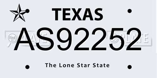 AS92252 Texas License Plate