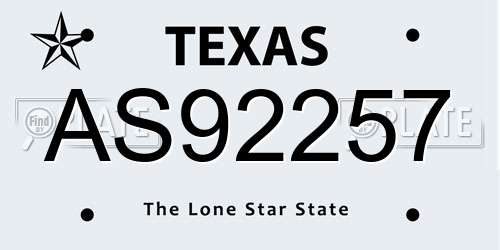 AS92257 Texas License Plate