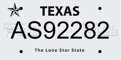 AS92282 Texas License Plate
