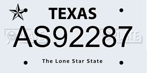 AS92287 Texas License Plate