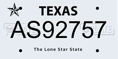 AS92757 Texas License Plate