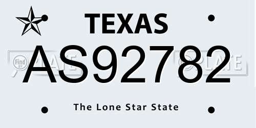AS92782 Texas License Plate