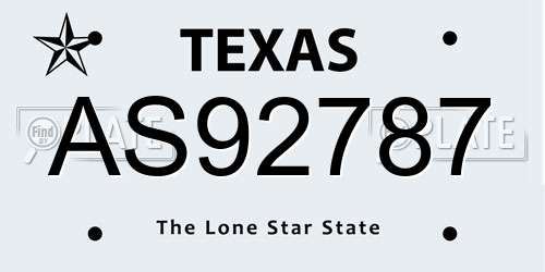 AS92787 Texas License Plate
