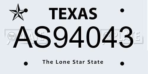 AS94043 Texas License Plate