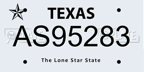 AS95283 Texas License Plate