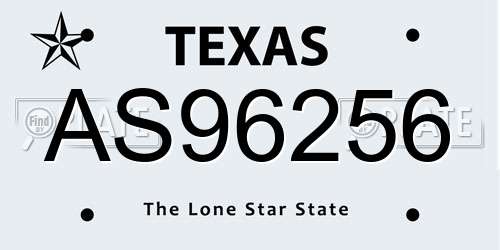 AS96256 Texas License Plate