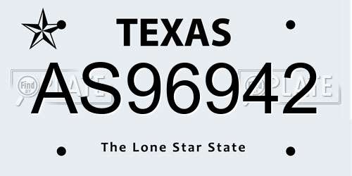 AS96942 Texas License Plate