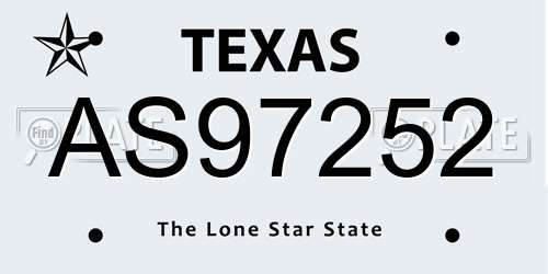 AS97252 Texas License Plate