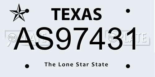 AS97431 Texas License Plate