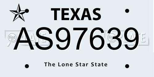 AS97639 Texas License Plate