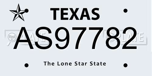 AS97782 Texas License Plate