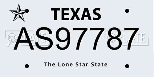 AS97787 Texas License Plate