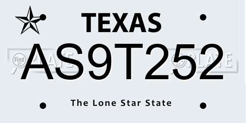 AS9T252 Texas License Plate