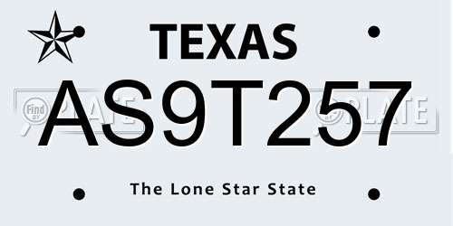 AS9T257 Texas License Plate