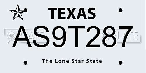 AS9T287 Texas License Plate