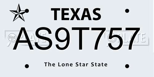 AS9T757 Texas License Plate