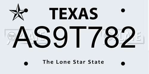 AS9T782 Texas License Plate