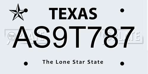 AS9T787 Texas License Plate