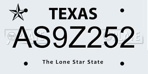 AS9Z252 Texas License Plate