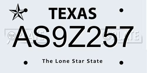 AS9Z257 Texas License Plate