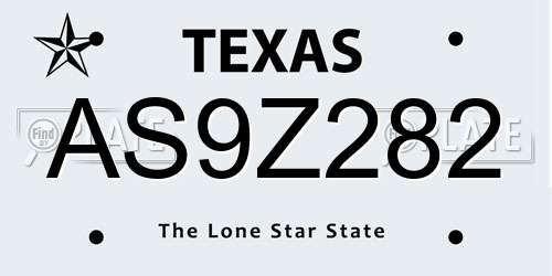 AS9Z282 Texas License Plate