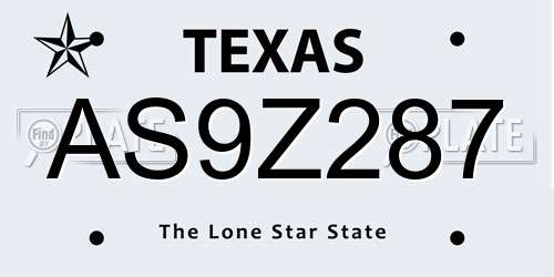 AS9Z287 Texas License Plate