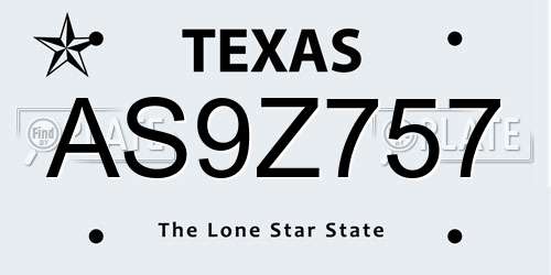 AS9Z757 Texas License Plate