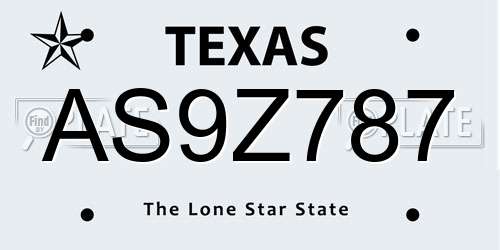 AS9Z787 Texas License Plate