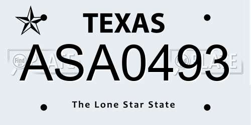 ASA0493 Texas License Plate